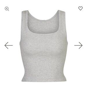 Skims Cotton Rib Tank in Light Heather Gray